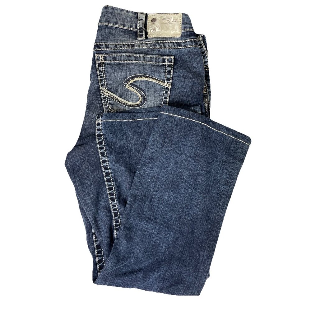 Silver Jeans Aiko Bootcut Women Sz14 35x27 Dark Blue Denim Jeans hemmed